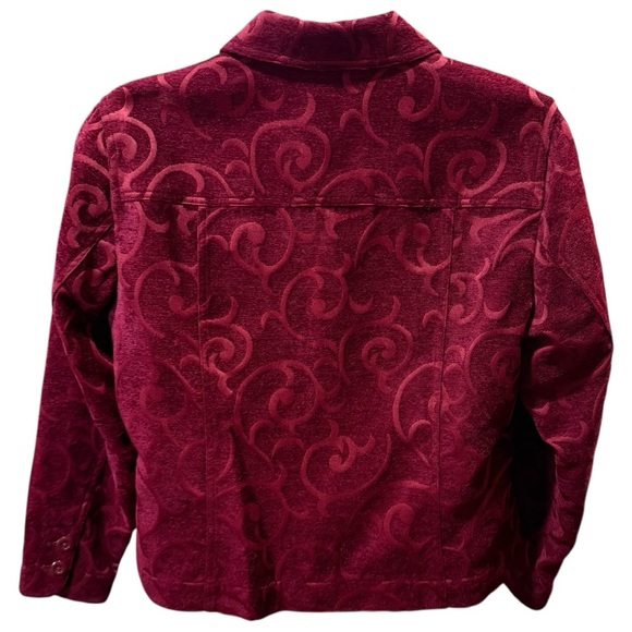 Croft & Barrow Jacquard Scroll Jacket Burgundy Button-Up XL Heritage Edit‎ - Picture 4 of 11